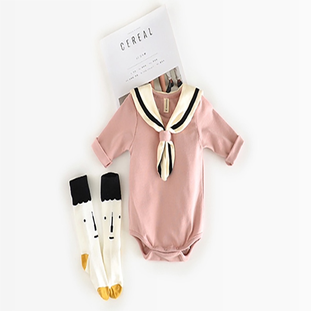 Baby Girls Pink Long Sleeve Sailor Romper